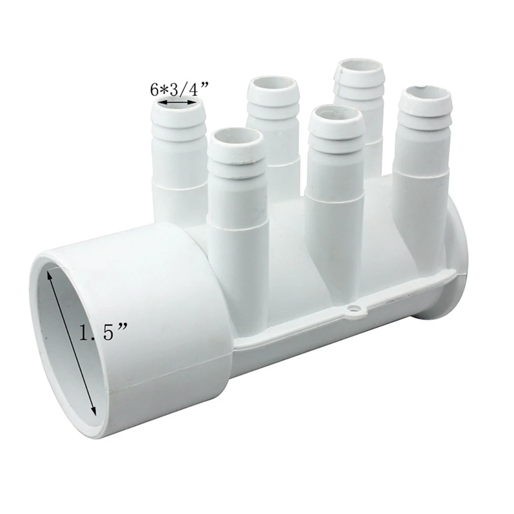 Spa Manifold with 1.5 inch to 3/4 inch Input Compatibility and Six Outlet Arrangement Plus 21.5 mm Delivery Port for Nozzles
Spa Manifold with 1.5 inch to 3/4 inch Input Compatibility and Six Outlet Arrangement Plus 21.5 mm Delivery Port for Nozzles
