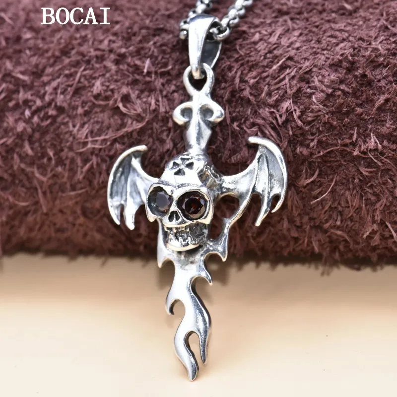 BOCAI New S925 Sterling Silver Personalized Fashion Devil Wings Skull Men and Women Pendant
BOCAI New S925 Sterling Silver Personalized Fashion Devil Wings Skull Men and Women Pendant