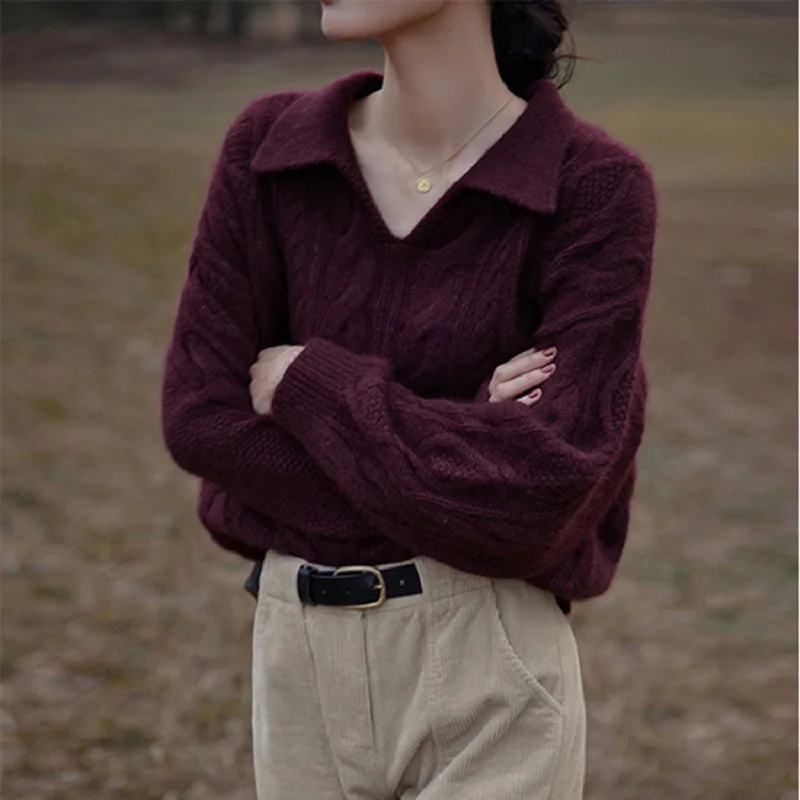 Plol Collar French Retro Twist Sweater Women Fashion Casual Early Autumn Loose Wear Lazy Style Thin Knit Sweater Korean Version
Plol Collar French Retro Twist Sweater Women Fashion Casual Early Autumn Loose Wear Lazy Style Thin Knit Sweater Korean Version