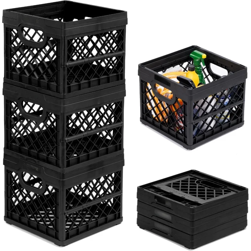 Набор из 3 черных складных контейнеров для молока повышенной прочности - вместимость 22,7 кг (50 фунтов) каждый, 25 л (6 галлонов), штабелируемые ящики для хранения для многоцелевого использования
Набор из 3 черных складных контейнеров для молока повышенной прочности - вместимость 22,7 кг (50 фунтов) каждый, 25 л (6 галлонов), штабелируемые ящики для хранения для многоцелевого использования