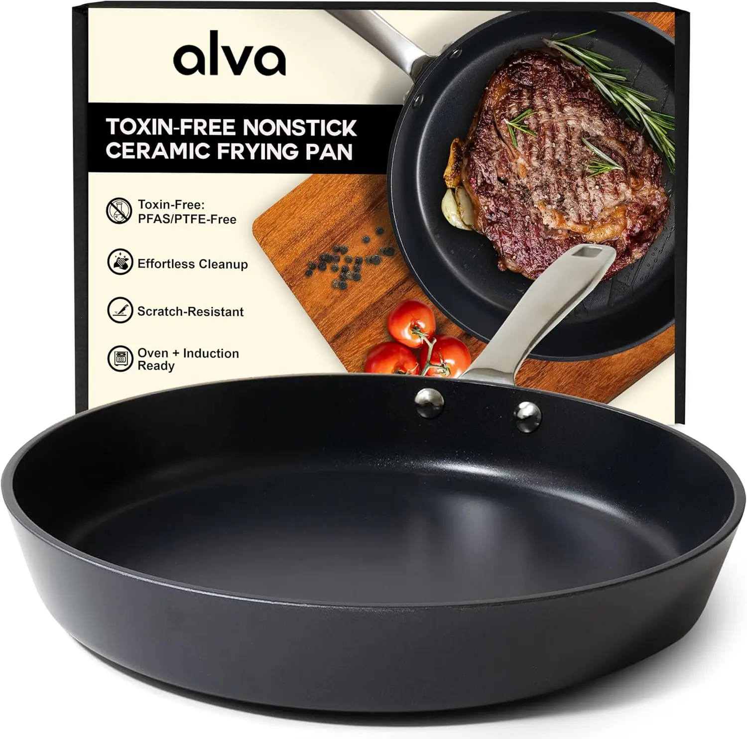 11-Inch Ceramic Nonstick Frying Pan - Oven & Induction Safe, PFAS/PTFE-Free, Easy Clean Cookware for Healthy Cooking