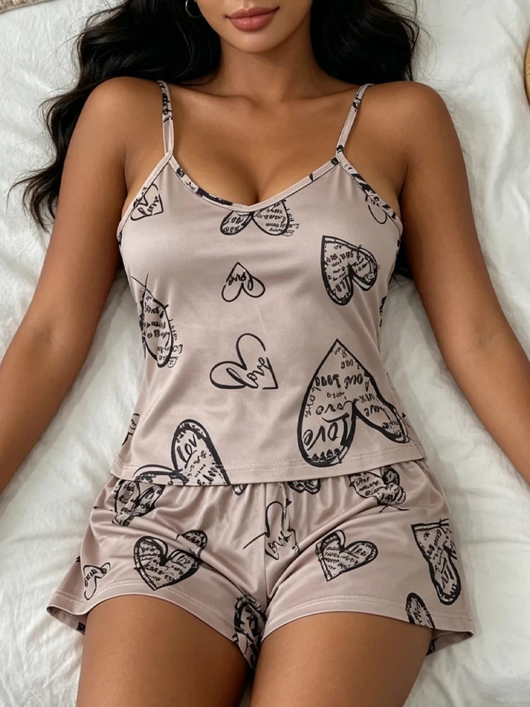 1 Sets Summer Cami Sleeveless Top and Shorts Pajama Sets Female Printed Adjustable Belt Cozy Loungewear Women Leisure Sleepwear
1 Sets Summer Cami Sleeveless Top and Shorts Pajama Sets Female Printed Adjustable Belt Cozy Loungewear Women Leisure Sleepwear
