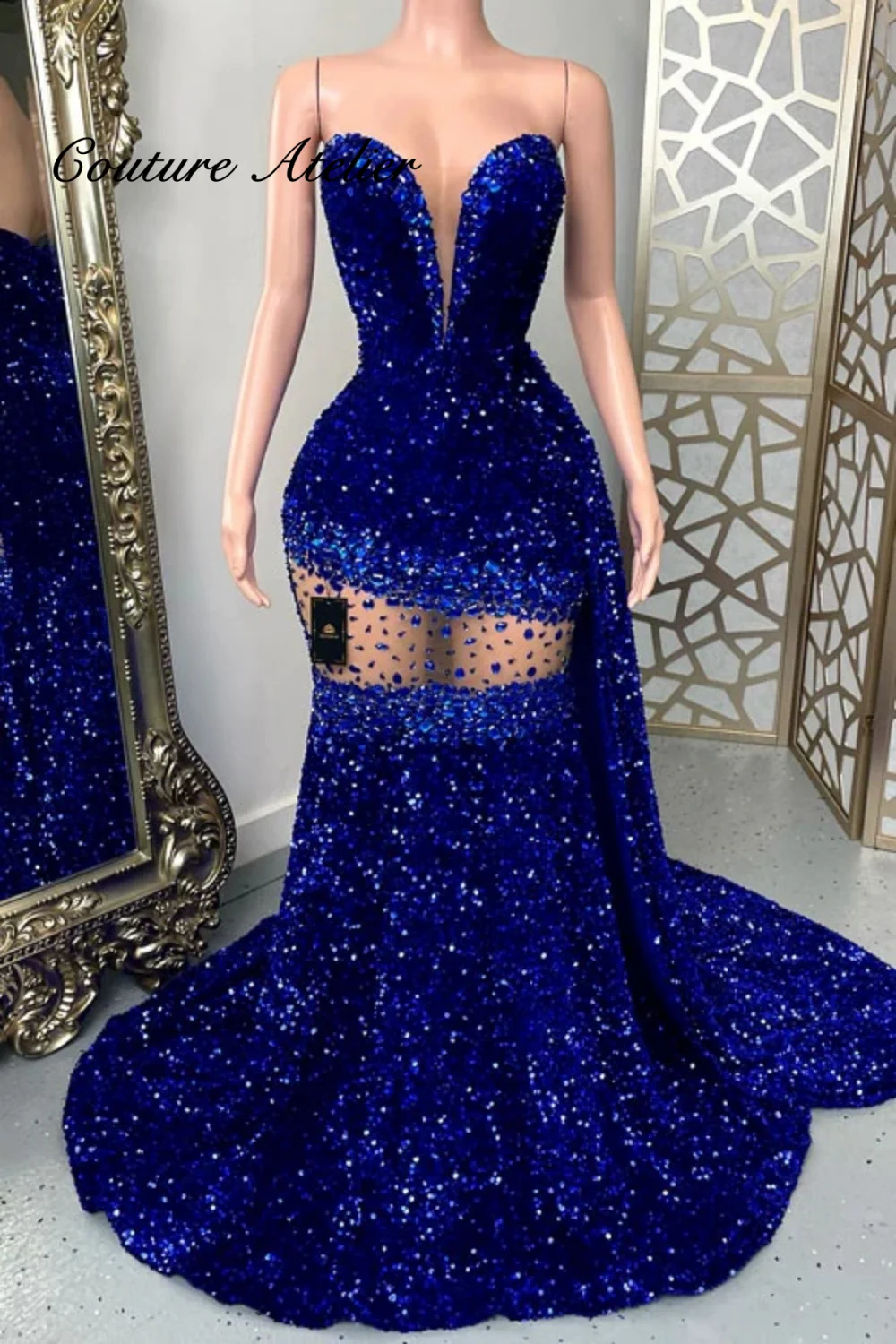 Royal Blue Sequin Diamonds Long Prom Dress With Stones Beaded Strapless Crystals Mermaid Birthday Wedding Party Gown Customized
Royal Blue Sequin Diamonds Long Prom Dress With Stones Beaded Strapless Crystals Mermaid Birthday Wedding Party Gown Customized