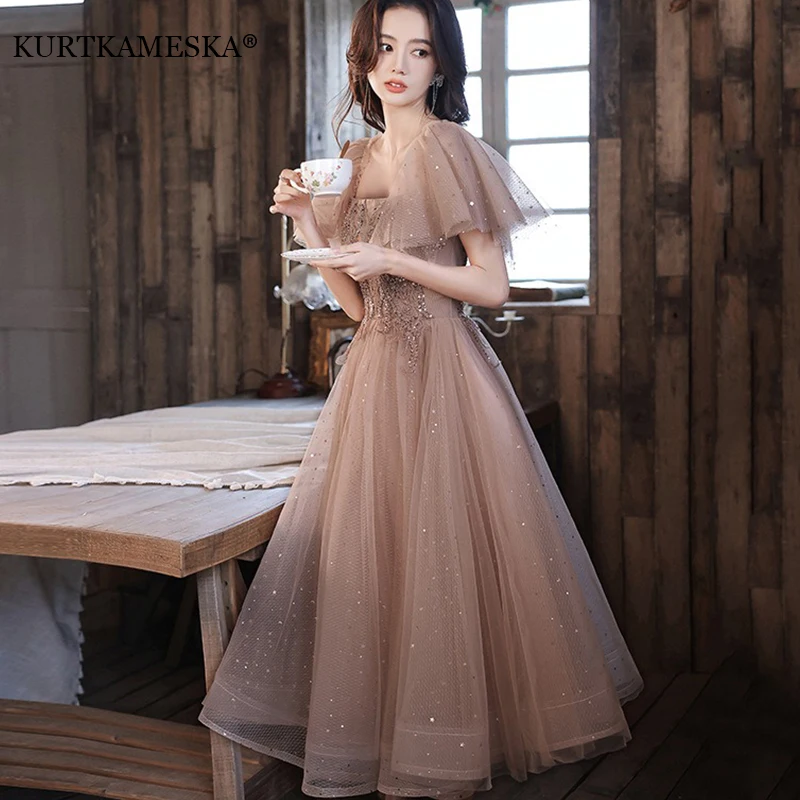 Luxury Sexy Square neck Ball Gown Wedding Evening Party Summer Dress French Sequined Bride Wedding Dress Women Formal vestidos
Luxury Sexy Square neck Ball Gown Wedding Evening Party Summer Dress French Sequined Bride Wedding Dress Women Formal vestidos