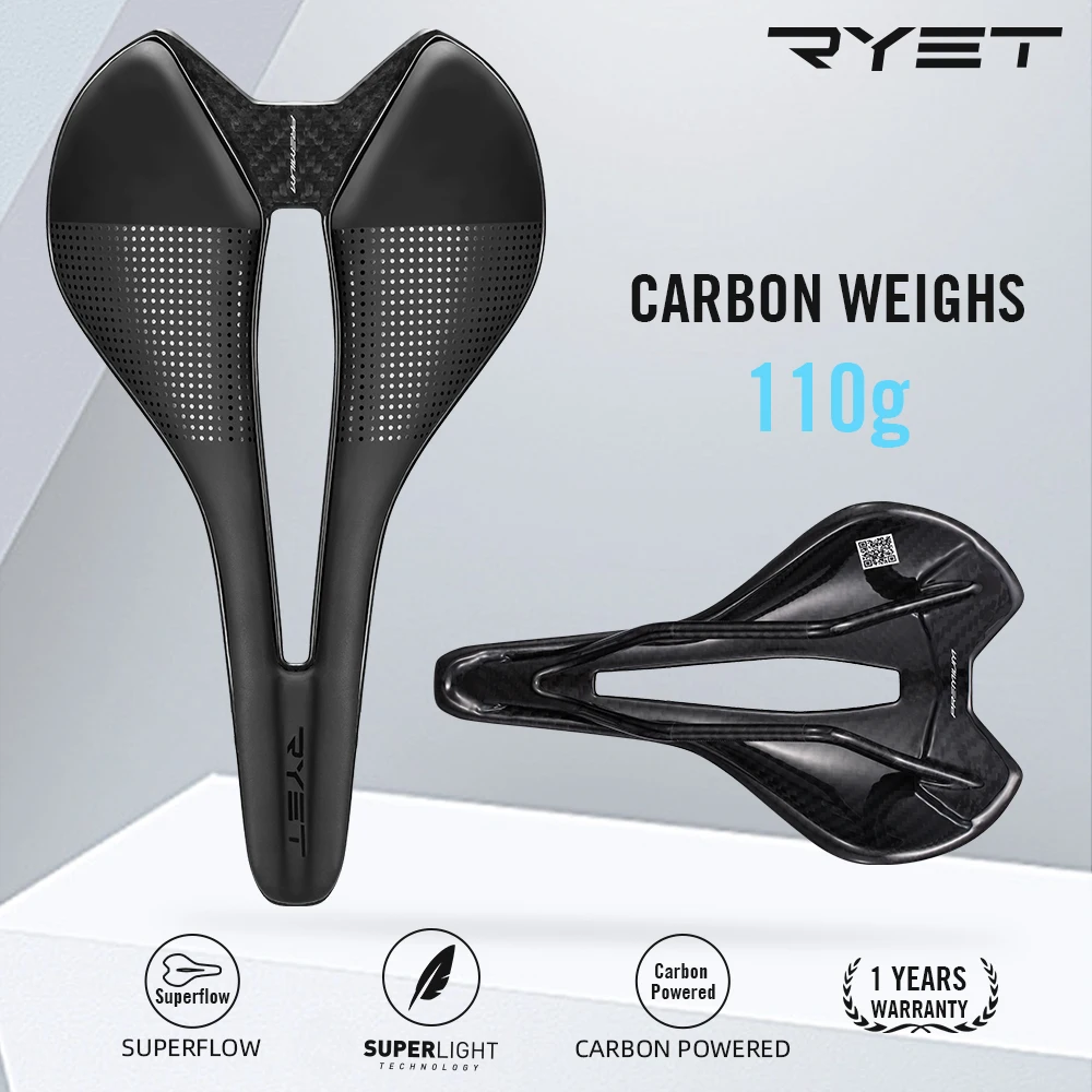 RYET Full Carbon Bike Saddle Superlight Racing Bike Saddle Carbon Rails Superflow Road Bicycle Seat Cushion Cycling Accessories
RYET Full Carbon Bike Saddle Superlight Racing Bike Saddle Carbon Rails Superflow Road Bicycle Seat Cushion Cycling Accessories