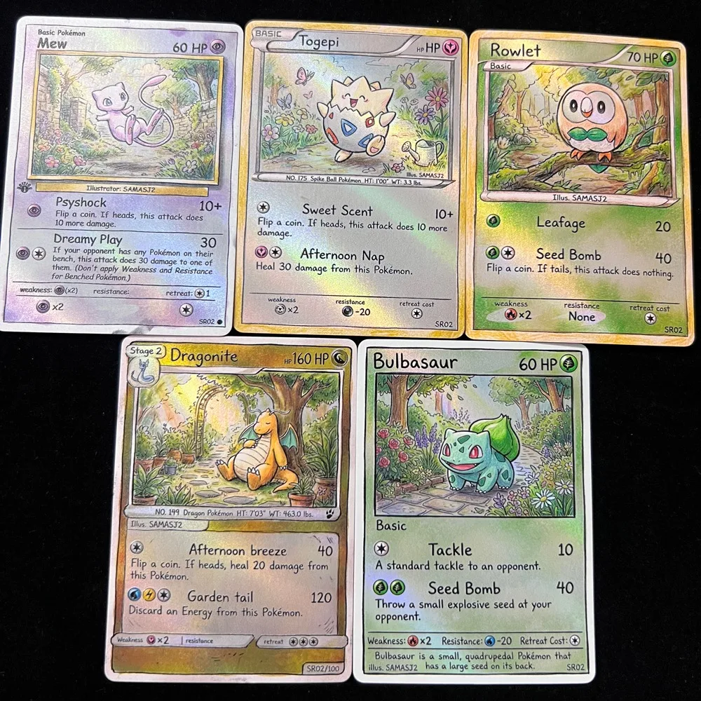 Pokemon PTCG Cards Colored Pencil Art Style Mew Togepi Rowlet Dragonite Bulbasaur Collection Cards Rare Holo Cards Pokemon Gift
Pokemon PTCG Cards Colored Pencil Art Style Mew Togepi Rowlet Dragonite Bulbasaur Collection Cards Rare Holo Cards Pokemon Gift