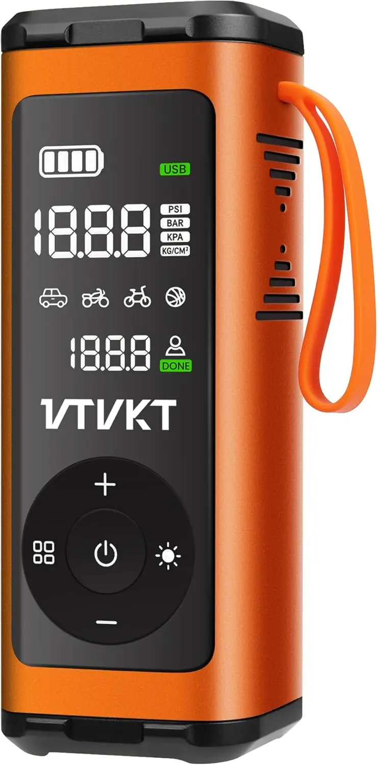12000mAh Cordless Air Compressor Tire Inflator, Aluminium Alloy, Auto Shut-Off, Digital Gauge, LED Light, Orange
12000mAh Cordless Air Compressor Tire Inflator, Aluminium Alloy, Auto Shut-Off, Digital Gauge, LED Light, Orange