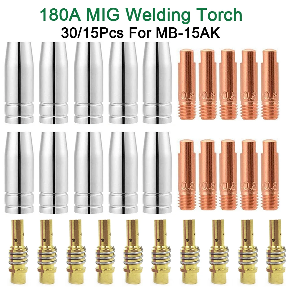 15/30pcs MB-15AK Torch Welding Consumables 180A MIG Torch Gas Nozzle Tips Holder Gun Neck Wrench for 15AK MIG Welding Machine
15/30pcs MB-15AK Torch Welding Consumables 180A MIG Torch Gas Nozzle Tips Holder Gun Neck Wrench for 15AK MIG Welding Machine