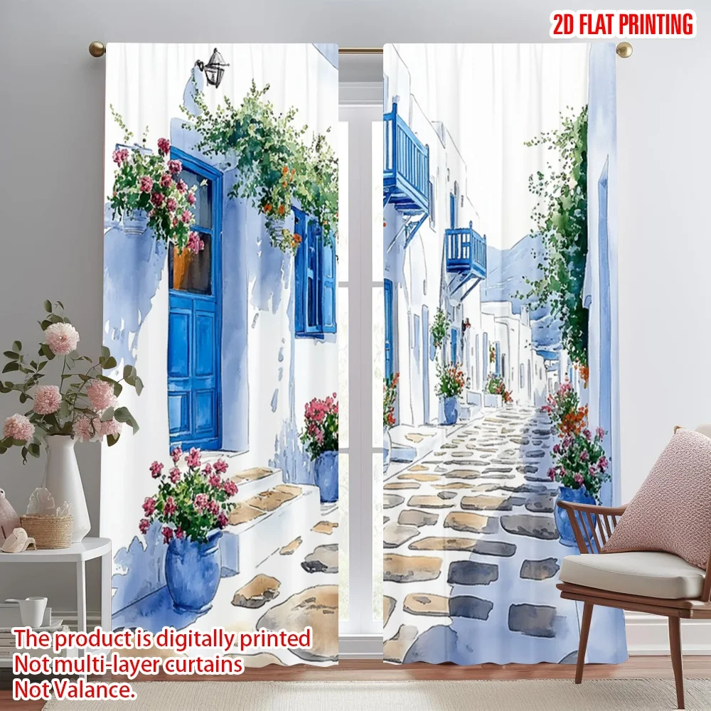 2D flat printing 2pcs Curtains White and Blue Street Scene Digital Printed Polyester Drapes Family Party Decoration for Photo
2D flat printing 2pcs Curtains White and Blue Street Scene Digital Printed Polyester Drapes Family Party Decoration for Photo