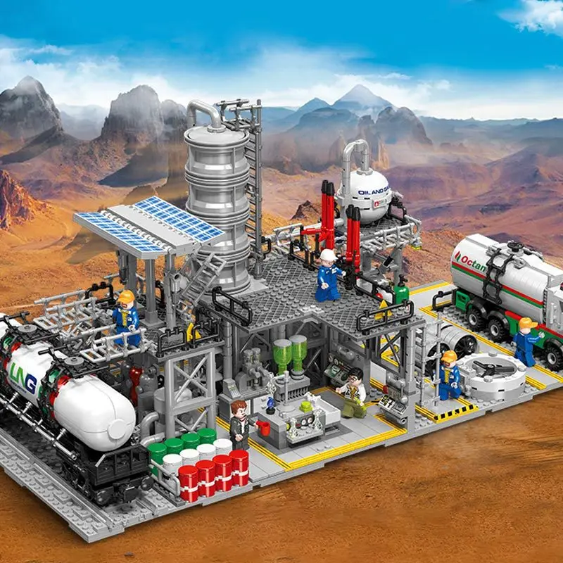 Three models in the same series of chemical plant series small building block sets, can be combined for collection or display
Three models in the same series of chemical plant series small building block sets, can be combined for collection or display