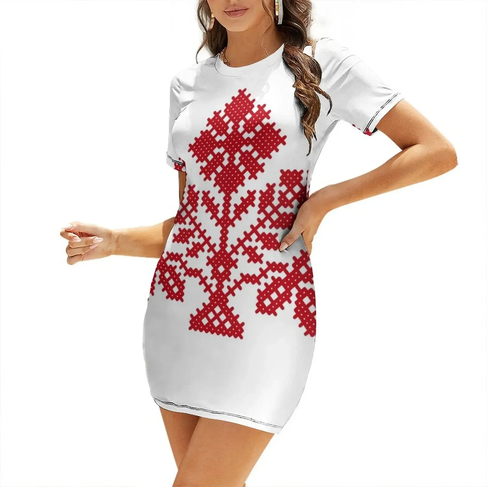 White and red Belarus ornament Short-Sleeved Dress luxury evening dresses 2026 dresses ladies 2026 summer
White and red Belarus ornament Short-Sleeved Dress luxury evening dresses 2026 dresses ladies 2026 summer