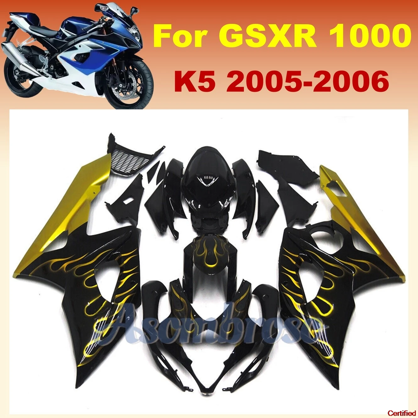 Cool Yellow Flame Fairing Kit For GSXR1000 2005 2006 K5 K4 05 06 GSX-R1000 Motorcycle OEM Part Cowling
Cool Yellow Flame Fairing Kit For GSXR1000 2005 2006 K5 K4 05 06 GSX-R1000 Motorcycle OEM Part Cowling