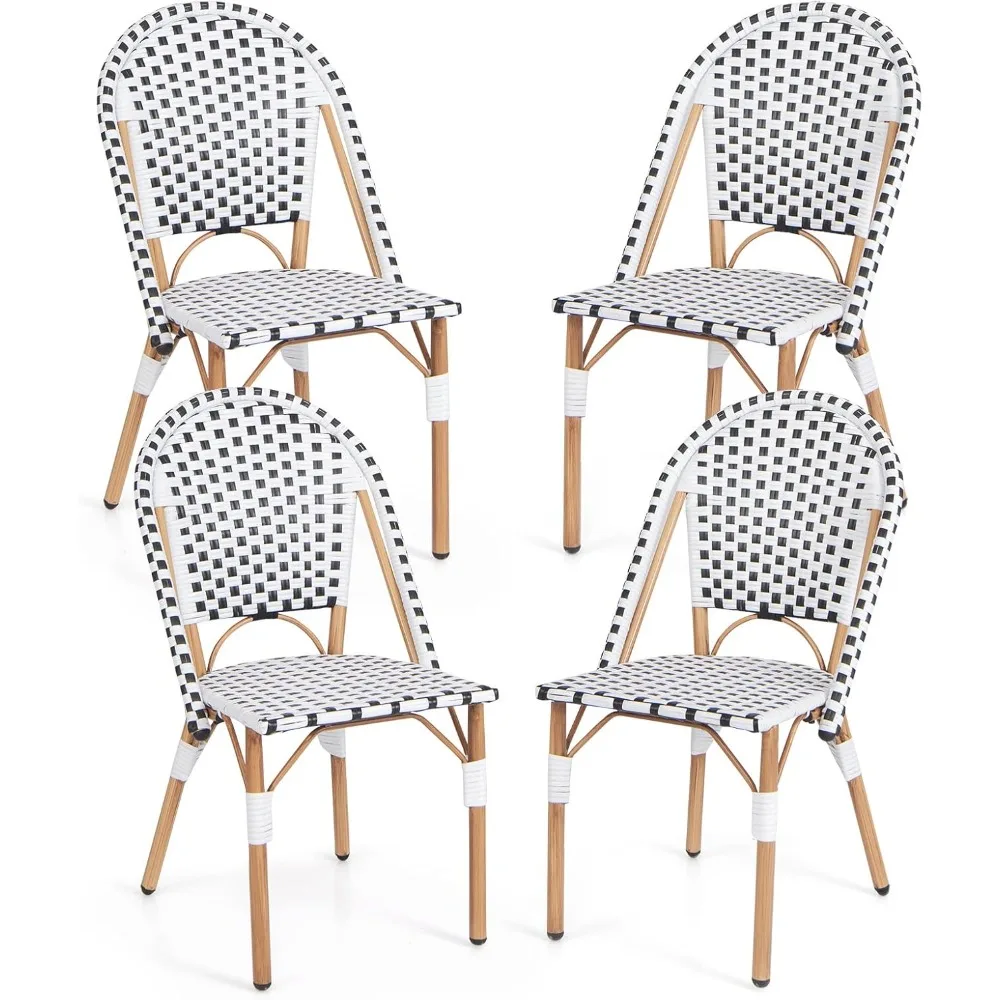 French Bistro Chair Set of 4, Outdoor Armless Dining Chairs with Hand-Woven Rattan, Accent Chairs with Galvanized Metal Frame f
French Bistro Chair Set of 4, Outdoor Armless Dining Chairs with Hand-Woven Rattan, Accent Chairs with Galvanized Metal Frame f