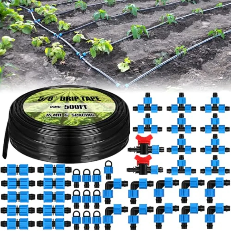 500 ft 5/8 Inch Drip Tape Irrigation Tubing Kit 16 Mil 6 Spacing Hose Garden Landscape Irrigation System Automatic Equipment fo
500 ft 5/8 Inch Drip Tape Irrigation Tubing Kit 16 Mil 6 Spacing Hose Garden Landscape Irrigation System Automatic Equipment fo