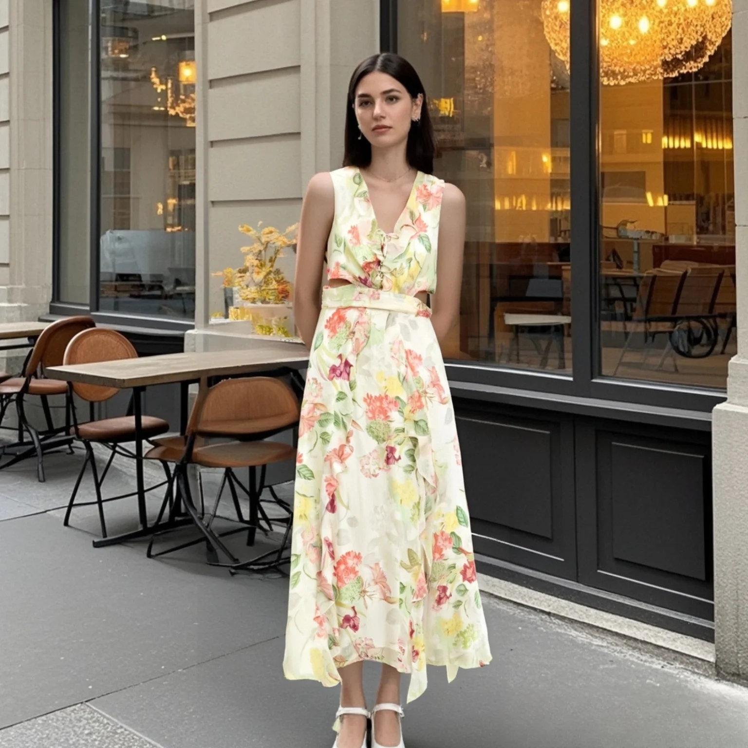 Women's New 2025 Casual Fashion Temperament Sweet Open Design Waist-baring Sleeveless Flower Print V-neck Mid-length Dress
Women's New 2025 Casual Fashion Temperament Sweet Open Design Waist-baring Sleeveless Flower Print V-neck Mid-length Dress