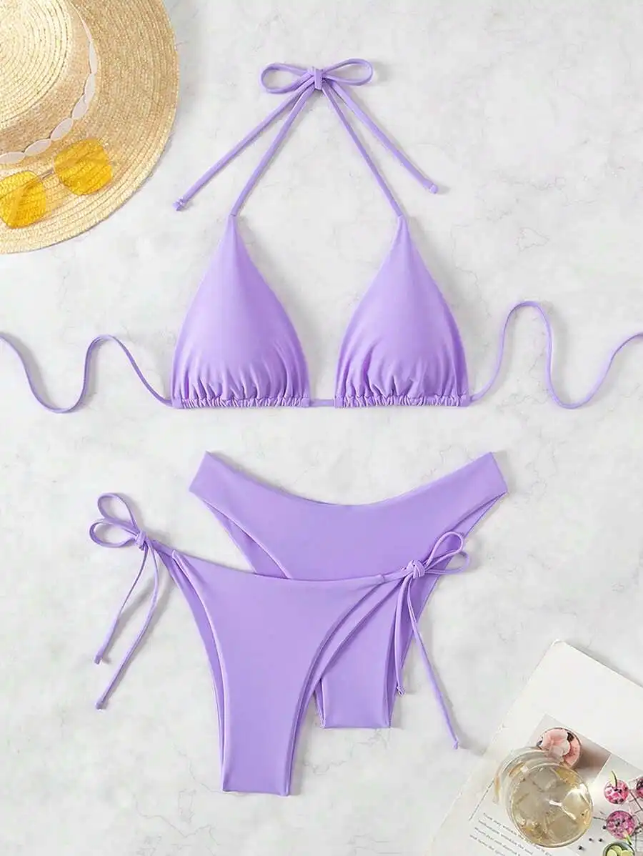 Swim Basics Women's Solid Color Halter Halter Sexy Bikini Set With Separated Bikini Set Top, Bottom And Cover-Up
Swim Basics Women's Solid Color Halter Halter Sexy Bikini Set With Separated Bikini Set Top, Bottom And Cover-Up