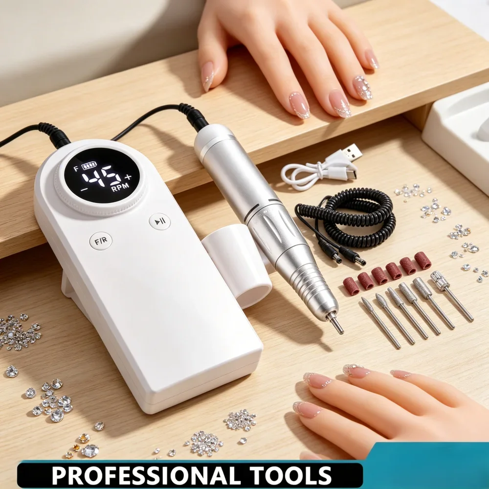 45000RPM Cordless Rechargeable Electric Nail Drill File Professional For Acrylic Gel Nails Polishing Removing
45000RPM Cordless Rechargeable Electric Nail Drill File Professional For Acrylic Gel Nails Polishing Removing