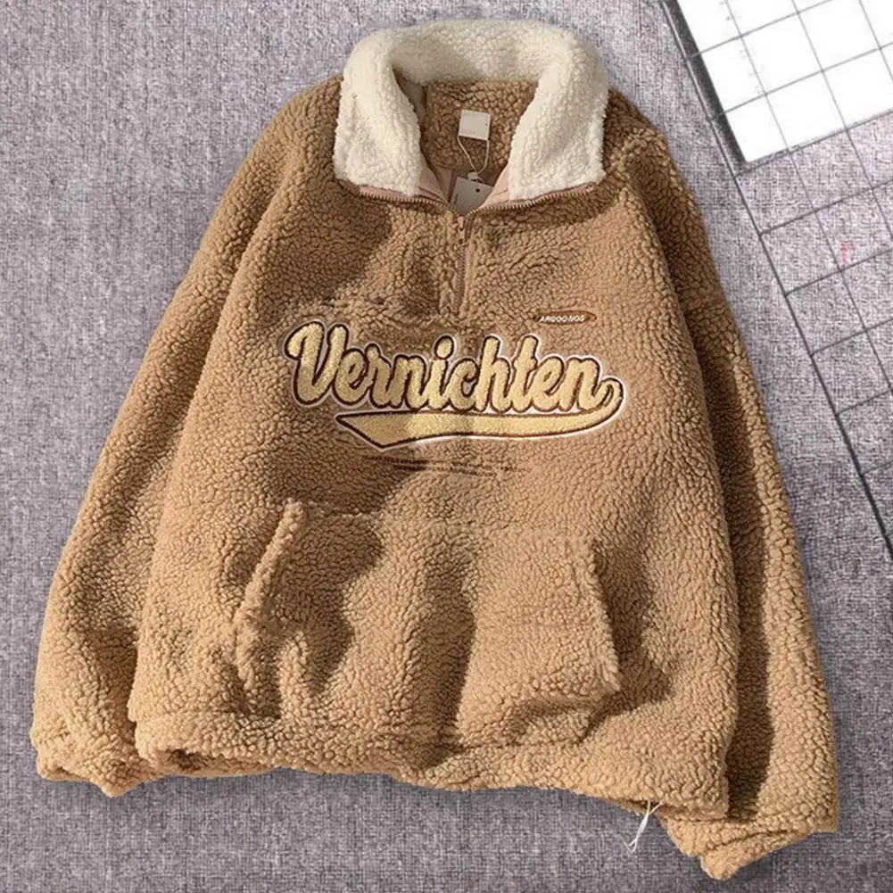 Streetwear Women Letter Sweatshirt Pullovers Fashion Harajuku Thick Warm Faux Lamb Fleece Crop Tops Loose Clothes New
Streetwear Women Letter Sweatshirt Pullovers Fashion Harajuku Thick Warm Faux Lamb Fleece Crop Tops Loose Clothes New