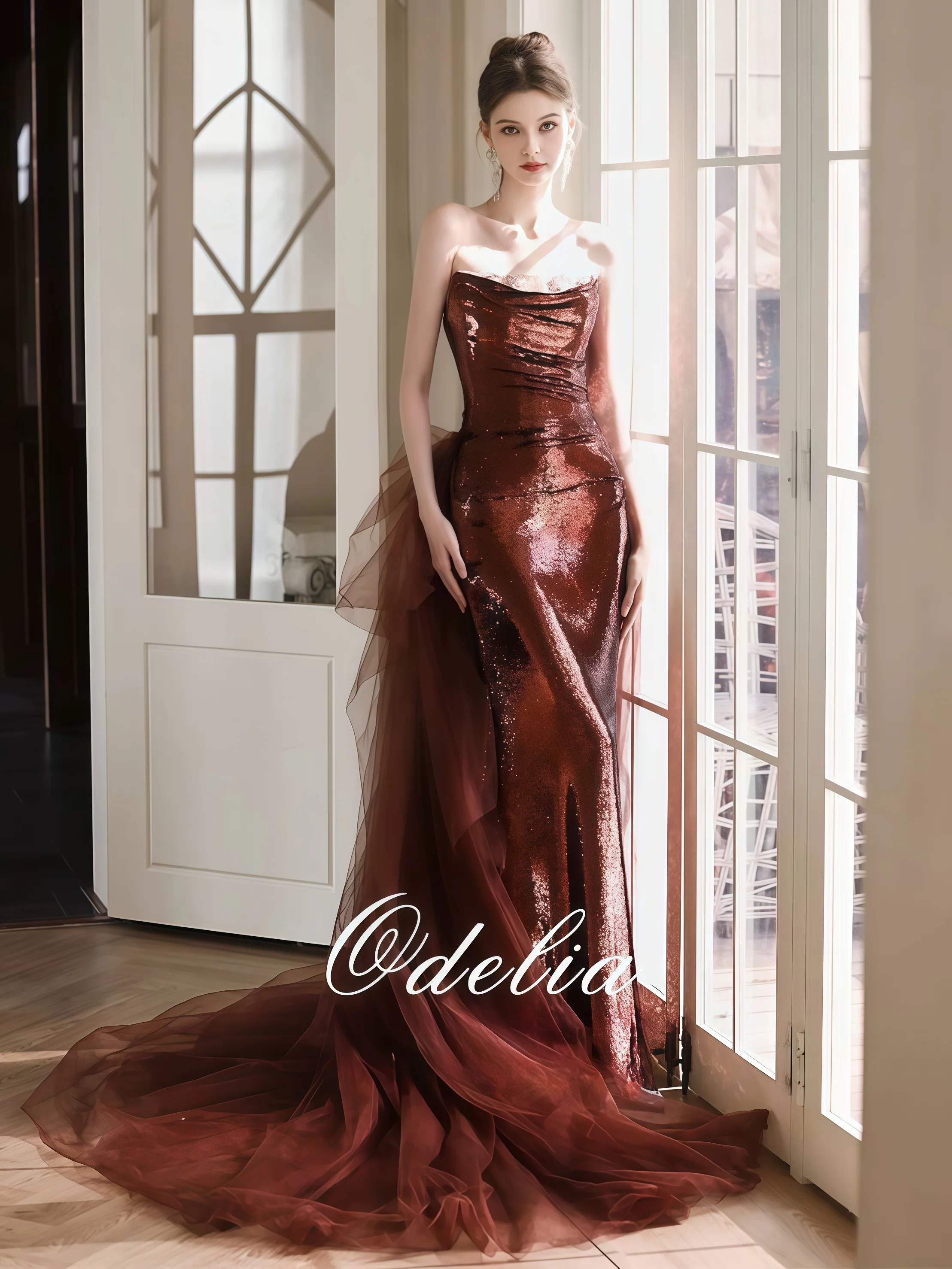 Vintage Burgundy Prom Dress Mermaid Sexy Backless Strapless Sleeveless Sequins Bridal Formal Occasion Celebrity Evening Dress
Vintage Burgundy Prom Dress Mermaid Sexy Backless Strapless Sleeveless Sequins Bridal Formal Occasion Celebrity Evening Dress