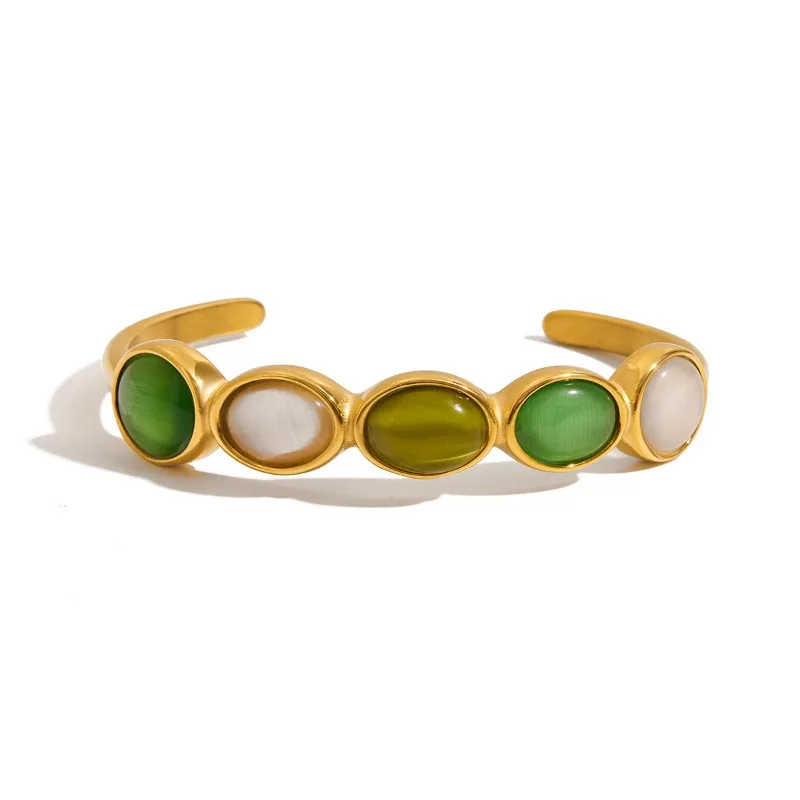Minar Dainty Mix Color Opal Natural Stone Opening Adjustable Bangles for Women 18K Gold PVD Plated Titanium Steel Waterproof
Minar Dainty Mix Color Opal Natural Stone Opening Adjustable Bangles for Women 18K Gold PVD Plated Titanium Steel Waterproof