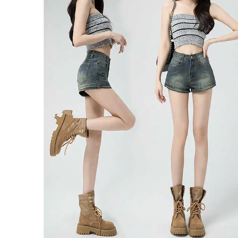 Retro American Denim Shorts Women's Summer Thin High Waist Tight Elastic A-Line Super Short Spicy Hot Pants Cotton Stretch Denim
Retro American Denim Shorts Women's Summer Thin High Waist Tight Elastic A-Line Super Short Spicy Hot Pants Cotton Stretch Denim
