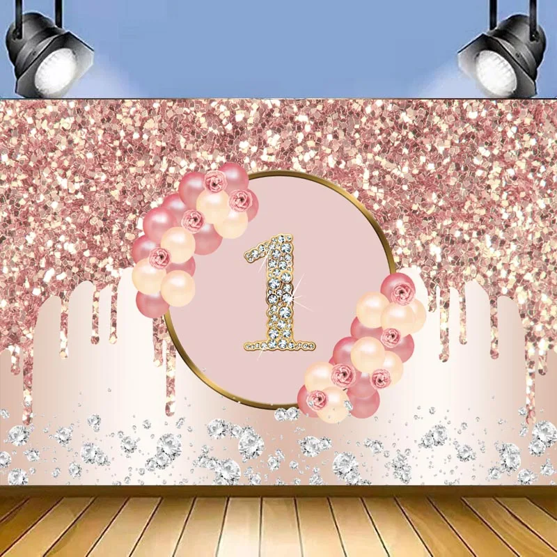 Rose Glod 1st Birthday Backdrop For Girls One Years Old Birthday Party Custom Photography Background Photo Studio Banner
Rose Glod 1st Birthday Backdrop For Girls One Years Old Birthday Party Custom Photography Background Photo Studio Banner