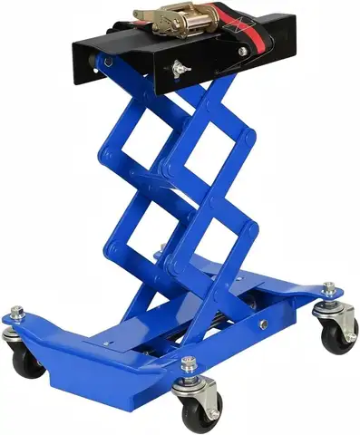 Tacleekii Transmission Jack 450LBS Low-Profile Drive Jack 7-23in Adjustable Height 4 Swivel Straps Manual Scissor Lift with Safety Straps & Swivel Casters for Car & Truck Repair