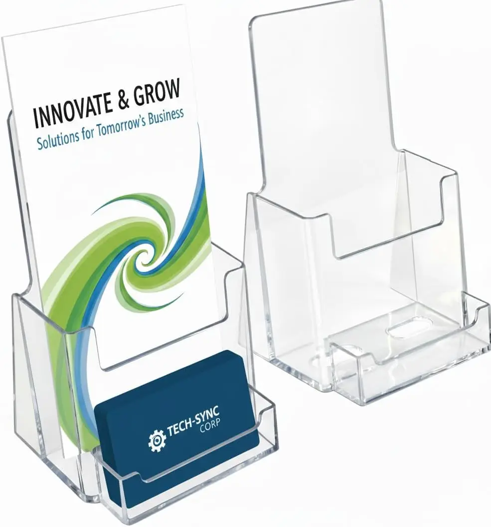 Clear Counter Trifold Brochure Holder with Business Card Pocket, 2-Pack, 4.125x3.75x7.25 Inches
Clear Counter Trifold Brochure Holder with Business Card Pocket, 2-Pack, 4.125x3.75x7.25 Inches