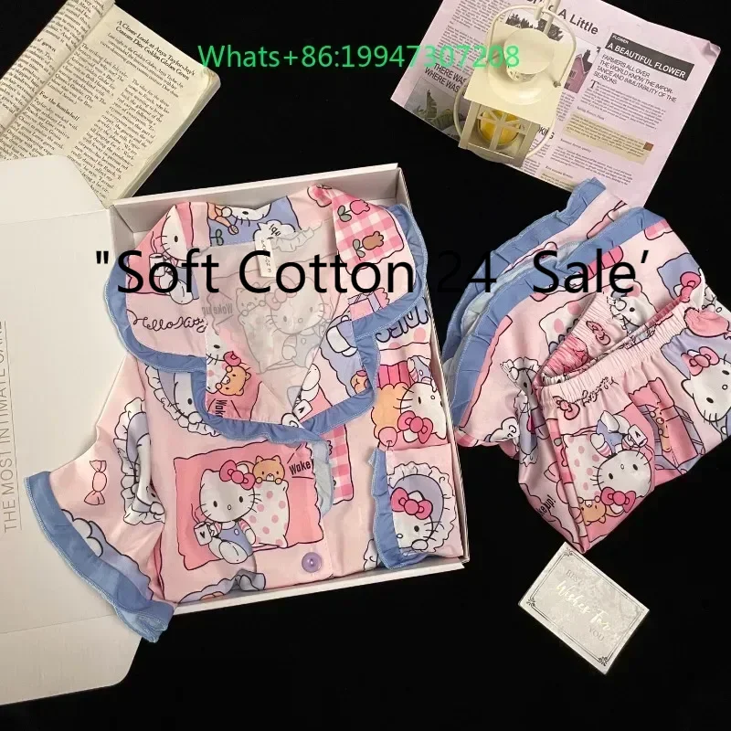 Summer cute Hello Kitty loose women's pajamas pink two-piece set of short-sleeved shorts Hello Kitty casual women's loungewear
Summer cute Hello Kitty loose women's pajamas pink two-piece set of short-sleeved shorts Hello Kitty casual women's loungewear