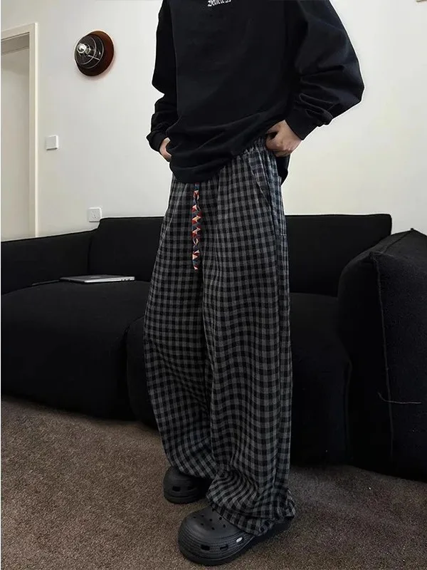 ay Bla Plaid Men's Summer Thin Lazy Sle Wide Leg Straight Casual Pants American Retro Pattern Trousers Straight Cut
ay Bla Plaid Men's Summer Thin Lazy Sle Wide Leg Straight Casual Pants American Retro Pattern Trousers Straight Cut