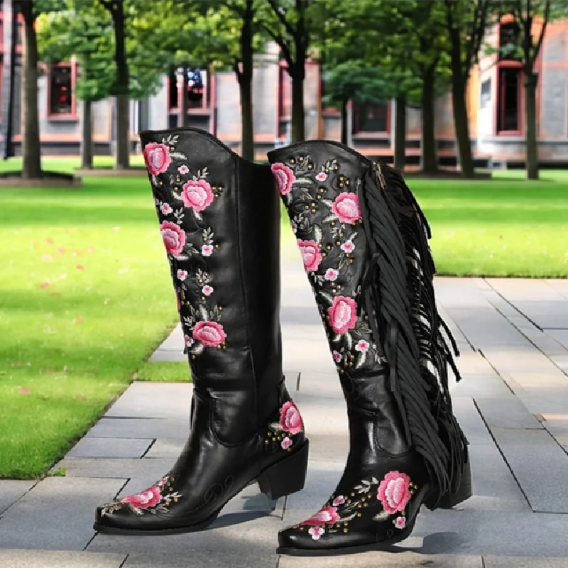 Chengdu Handcrafted Women's Shoes Europe and America Retro Fashion Thick Heel 5CM Rivet Cylinder Embroidered Boots
Chengdu Handcrafted Women's Shoes Europe and America Retro Fashion Thick Heel 5CM Rivet Cylinder Embroidered Boots