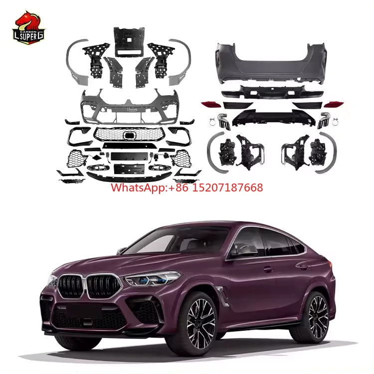 Автомобильные аксессуары X6M Комплект кузова подходит для BMW X6 G06 Комплект кузова автомобильные бамперы решетка выхлопных газов наконечники
Автомобильные аксессуары X6M Комплект кузова подходит для BMW X6 G06 Комплект кузова автомобильные бамперы решетка выхлопных газов наконечники