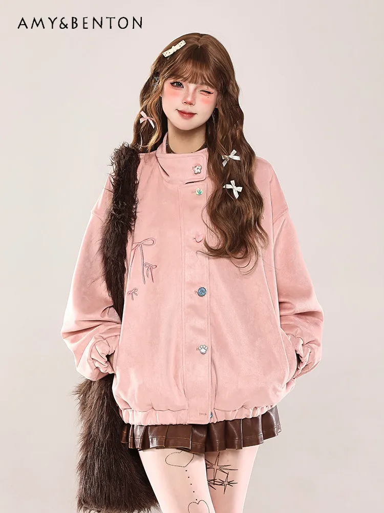 2026 Spring and Autumn New Apricot Blue Fun Embroidered Suede Jacket for Women Pink Loose Versatile Casual Jacket
2026 Spring and Autumn New Apricot Blue Fun Embroidered Suede Jacket for Women Pink Loose Versatile Casual Jacket