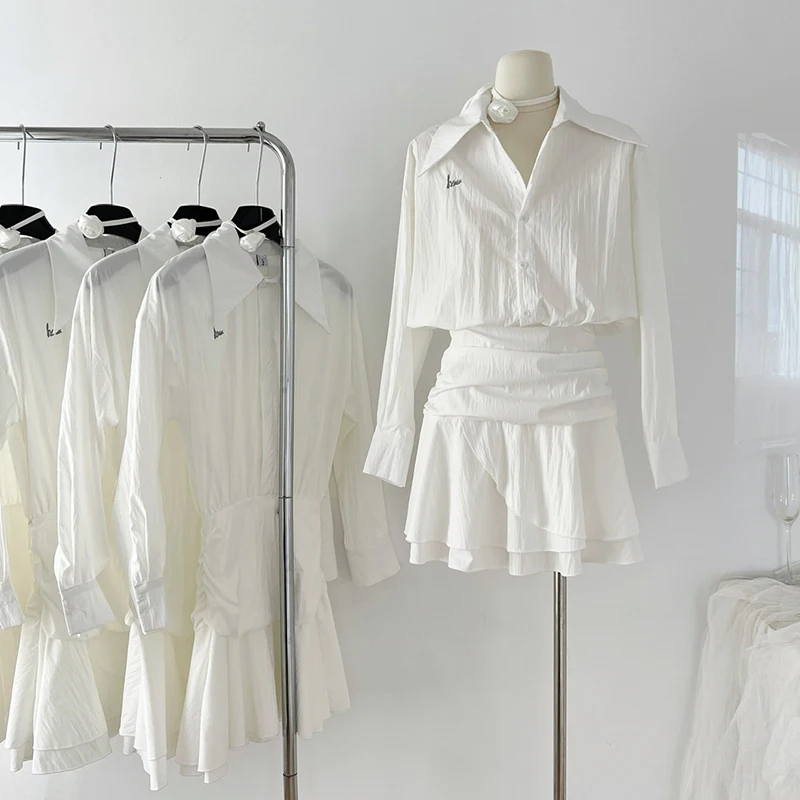 QOERLIN OL Style White Shirt Dress Women 2024 New Turn-Down Collar Long Sleeve Slim Waist Single-Breasted Mini Blouse Dress Chic
QOERLIN OL Style White Shirt Dress Women 2024 New Turn-Down Collar Long Sleeve Slim Waist Single-Breasted Mini Blouse Dress Chic