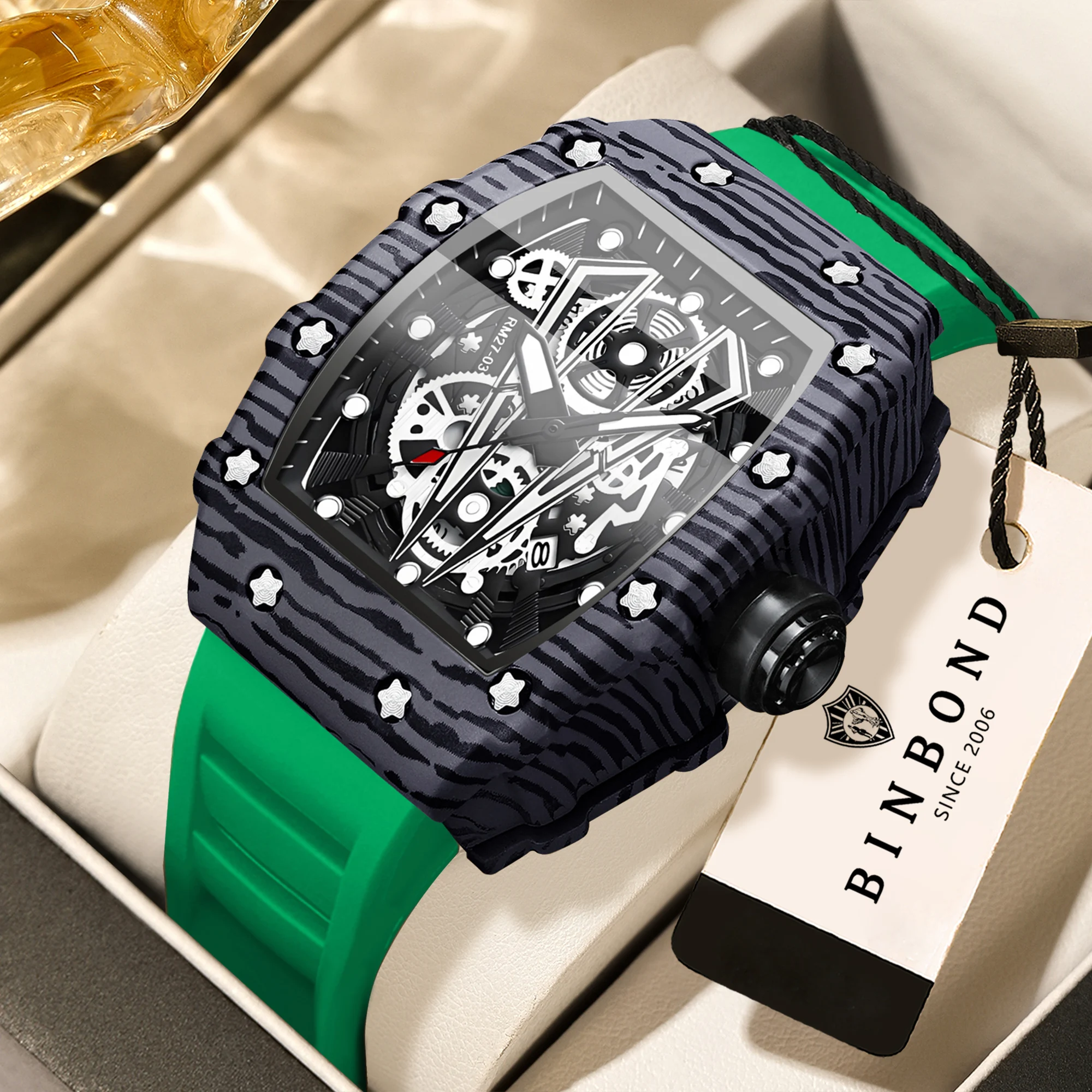 BINBOND barrel design precise quartz watches for men luxury luminous waterproof skeleton men's watch sturdy sports casual reloj
BINBOND barrel design precise quartz watches for men luxury luminous waterproof skeleton men's watch sturdy sports casual reloj