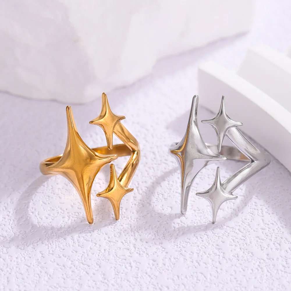 European American Style Star Stainless Steel Ring Women Open Adjustable Gold Plated Ring Niche High Sense Finger Ring
European American Style Star Stainless Steel Ring Women Open Adjustable Gold Plated Ring Niche High Sense Finger Ring