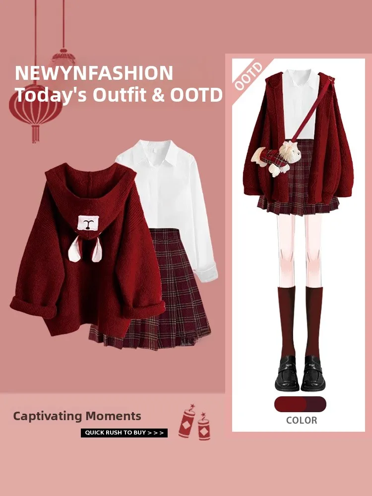 Красный трикотаж Jaet, женская новогодняя фестивальная зимняя базовая юбка с высокой талией, тонкая плиссированная юбка в клетку, комплект футболок
Красный трикотаж Jaet, женская новогодняя фестивальная зимняя базовая юбка с высокой талией, тонкая плиссированная юбка в клетку, комплект футболок