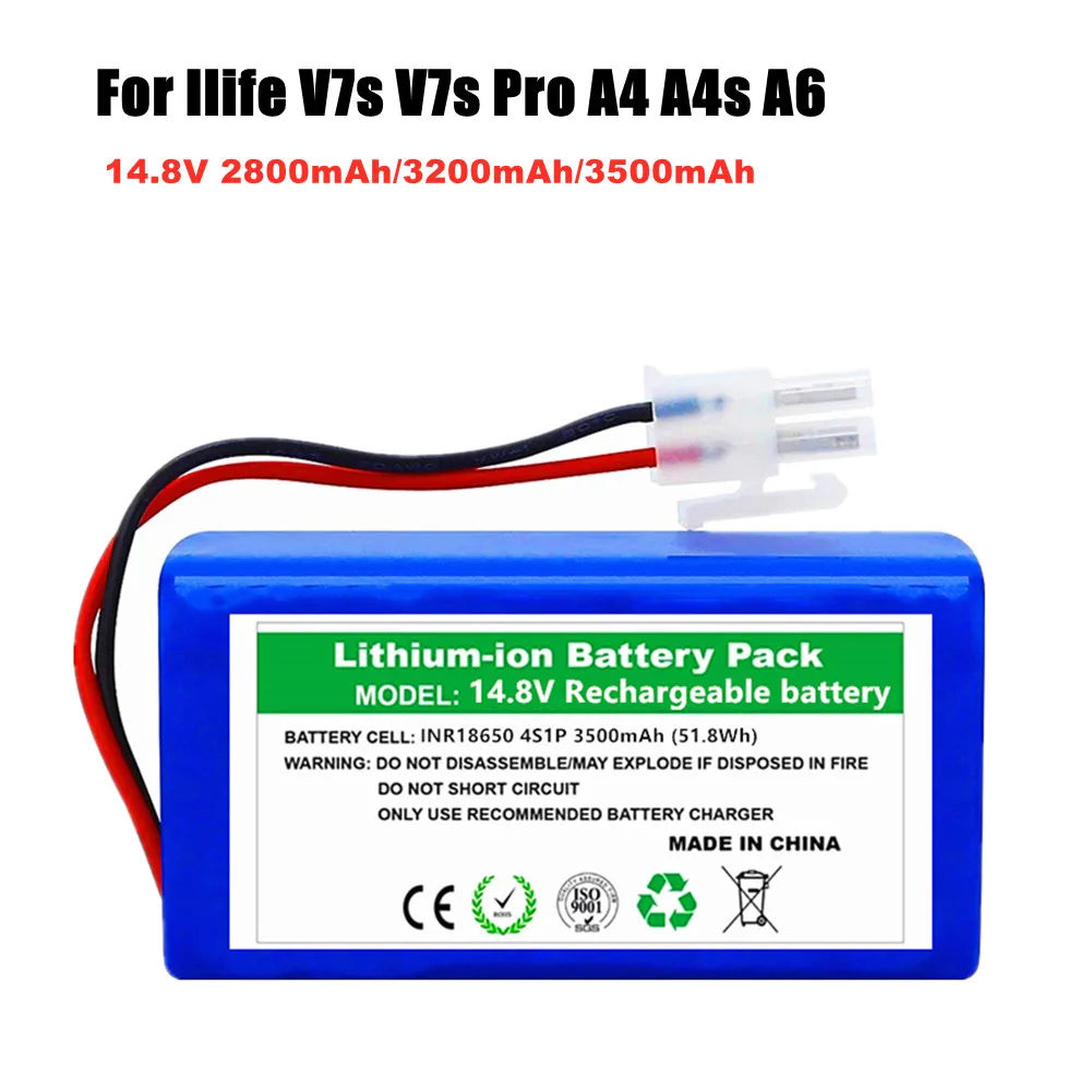 Aleaivy 14.4V 2600mAh 3200Ah 4S1P lithium ion rechargeable battery for ILIFE A4 A4s V7 A6 V7s Plus robot vacuum cleaner
Aleaivy 14.4V 2600mAh 3200Ah 4S1P lithium ion rechargeable battery for ILIFE A4 A4s V7 A6 V7s Plus robot vacuum cleaner