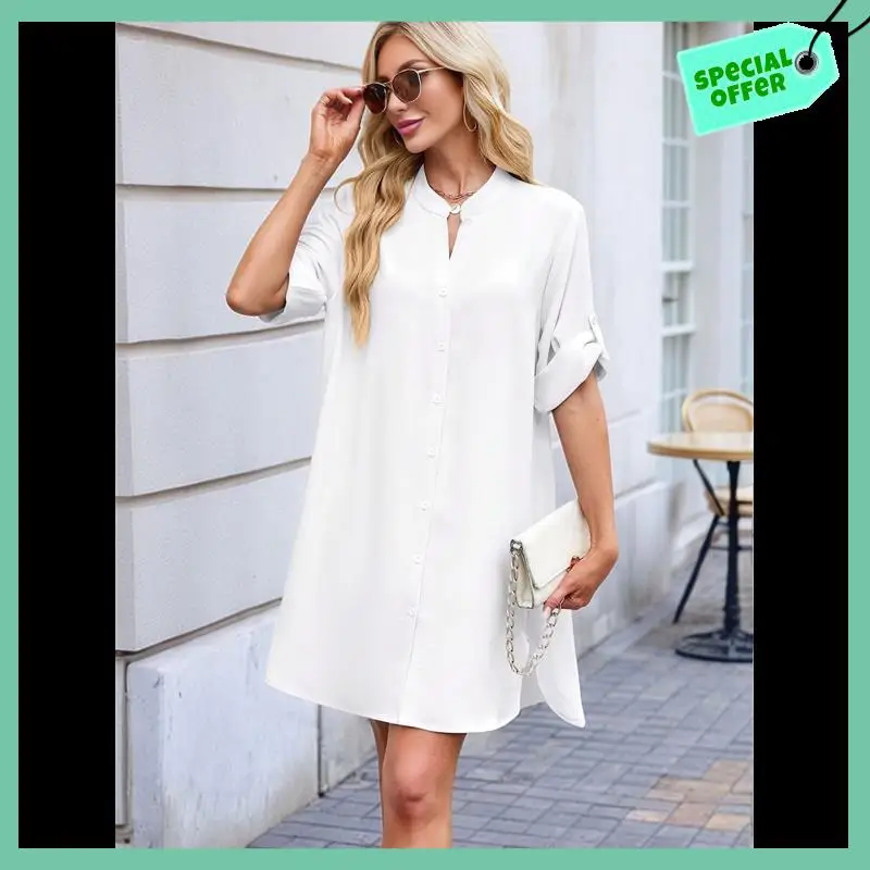 Sturdy Womens Button Down Shirt Dress Oversized Casual Short Sleeve Collared V Neck Summer Mini Dresses
Sturdy Womens Button Down Shirt Dress Oversized Casual Short Sleeve Collared V Neck Summer Mini Dresses