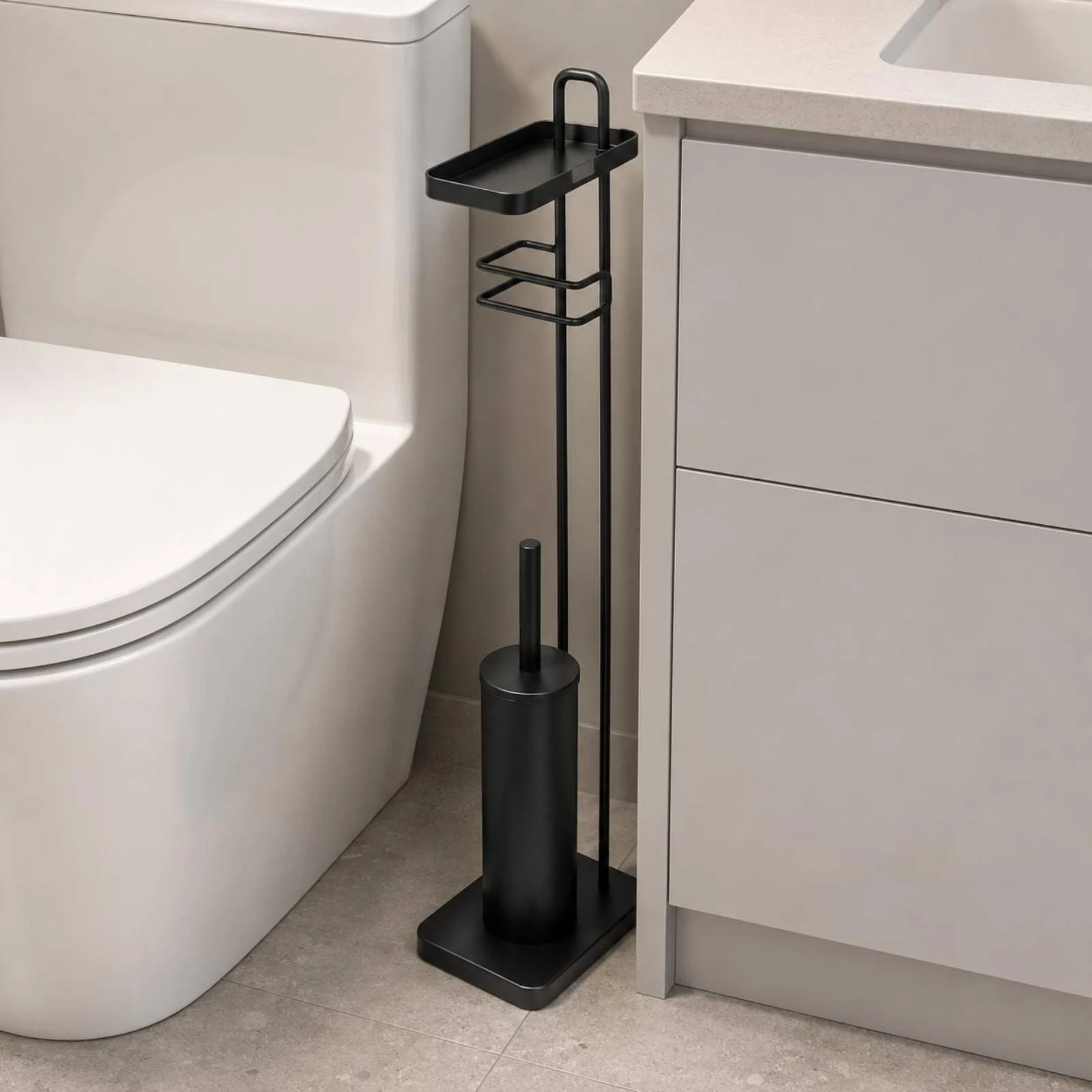 Bathroom Tissue Stand with Brush Holder Black Toilet Brush Holder Rack Freestanding Tissue Rack Iron Bathroom Tissue Stand
Bathroom Tissue Stand with Brush Holder Black Toilet Brush Holder Rack Freestanding Tissue Rack Iron Bathroom Tissue Stand