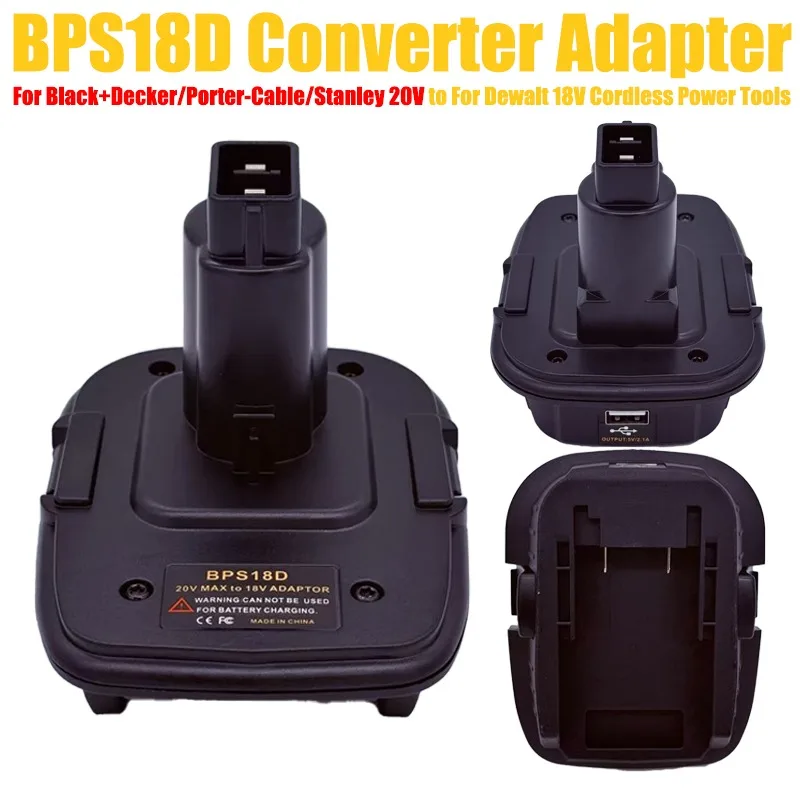 BPS18D USB Battery Adapter for Black&Decker for Porter-Cable for Stanley 20V Lithium Battery To for Dewalt 18V NI-CD/NI-MH Tool
BPS18D USB Battery Adapter for Black&Decker for Porter-Cable for Stanley 20V Lithium Battery To for Dewalt 18V NI-CD/NI-MH Tool