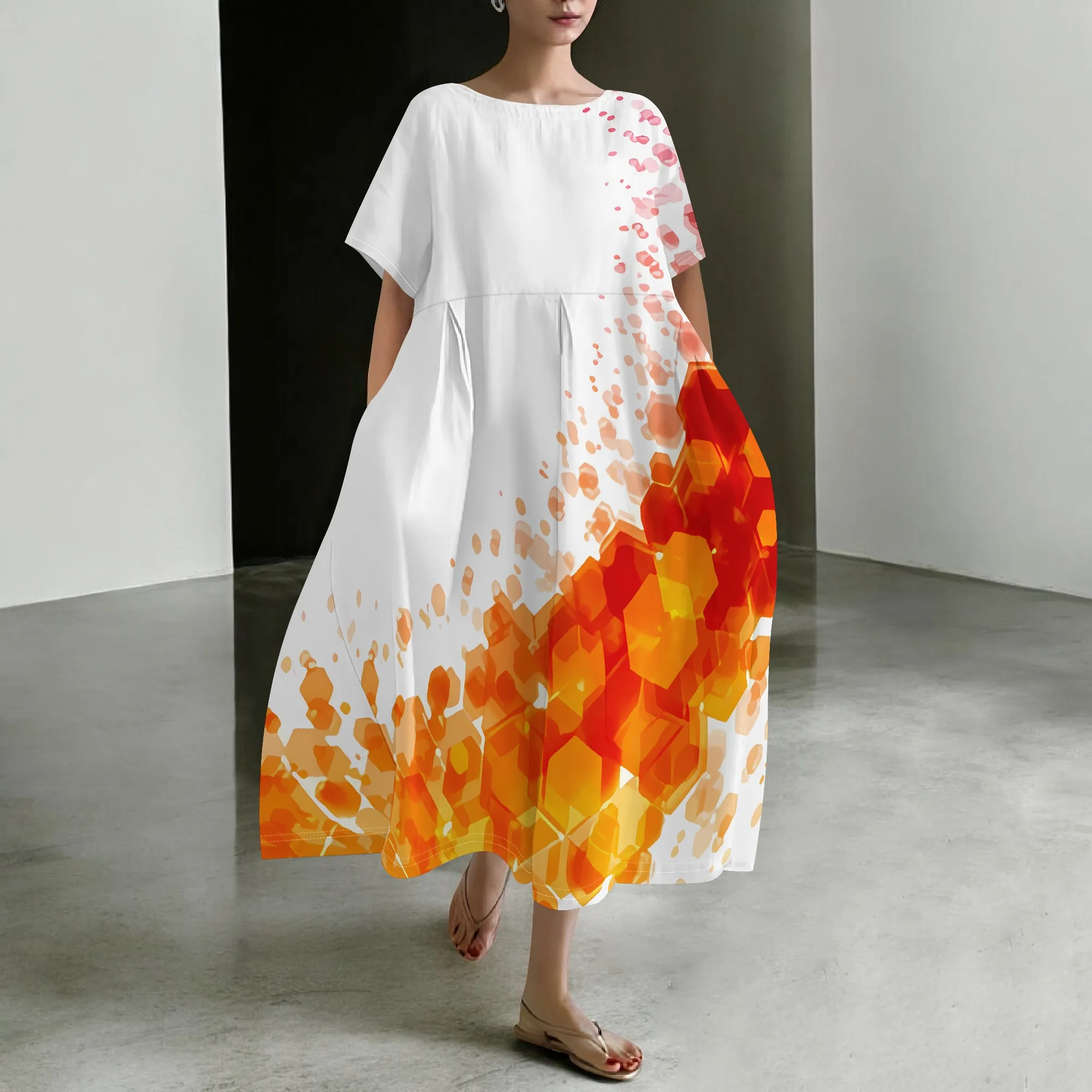Nupusa Gradient Print Crew Neck Dress Women Summer Loose Casual Maxi Dress 
Nupusa Gradient Print Crew Neck Dress Women Summer Loose Casual Maxi Dress