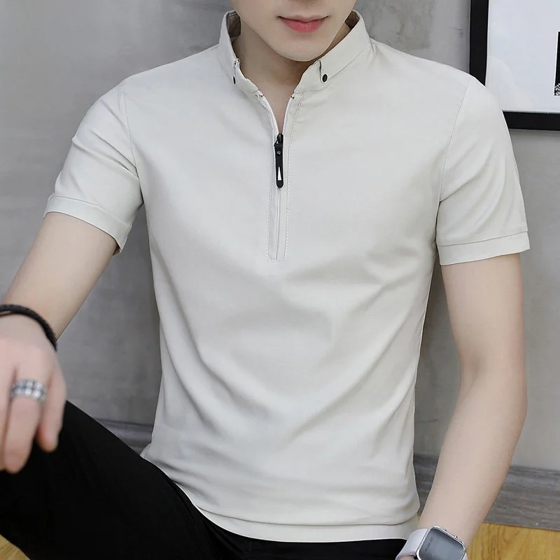 Ice Silk ort Sve irt Men's Simple Trendy Breathable Summer Thin Stand Collar T-irt Loose Fit Youth Faion
Ice Silk ort Sve irt Men's Simple Trendy Breathable Summer Thin Stand Collar T-irt Loose Fit Youth Faion