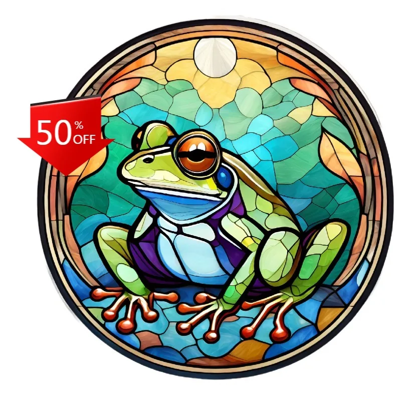 Frog Round Sticker Colorful Stained Glass Style Vivid Pet Sun Amphibian Decal Exterior Accessories Occlusion Scratch Decorativ
Frog Round Sticker Colorful Stained Glass Style Vivid Pet Sun Amphibian Decal Exterior Accessories Occlusion Scratch Decorativ