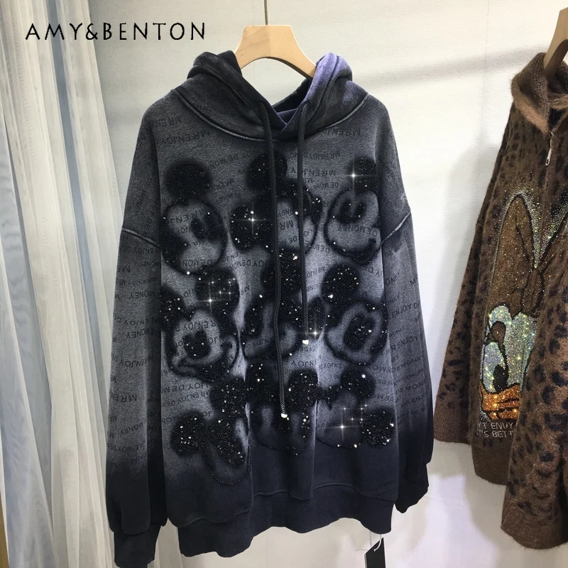 Fleece-lined Thickened Heavy Industry Sequin Hooded Sweatshirt Cute Cartoon Age-reducing Loose Mid-length Hoodies Pullovers Coat
Fleece-lined Thickened Heavy Industry Sequin Hooded Sweatshirt Cute Cartoon Age-reducing Loose Mid-length Hoodies Pullovers Coat