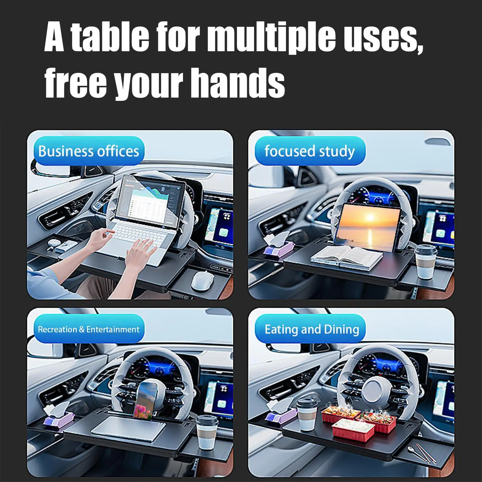 Многофункциональный выдвижной столик на руль автомобиля с противоскользящим покрытием для грузовиков, внедорожников, автодомов, седанов и других транспортных средств
Многофункциональный выдвижной столик на руль автомобиля с противоскользящим покрытием для грузовиков, внедорожников, автодомов, седанов и других транспортных средств