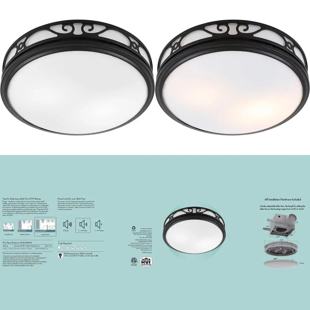 Декоративный вытяжной вентилятор для ванной комнаты 110 CFM со светодиодной подсветкой, 2,0 сторон, матовый черный для оптимальной вентиляции и стиля
Декоративный вытяжной вентилятор для ванной комнаты 110 CFM со светодиодной подсветкой, 2,0 сторон, матовый черный для оптимальной вентиляции и стиля