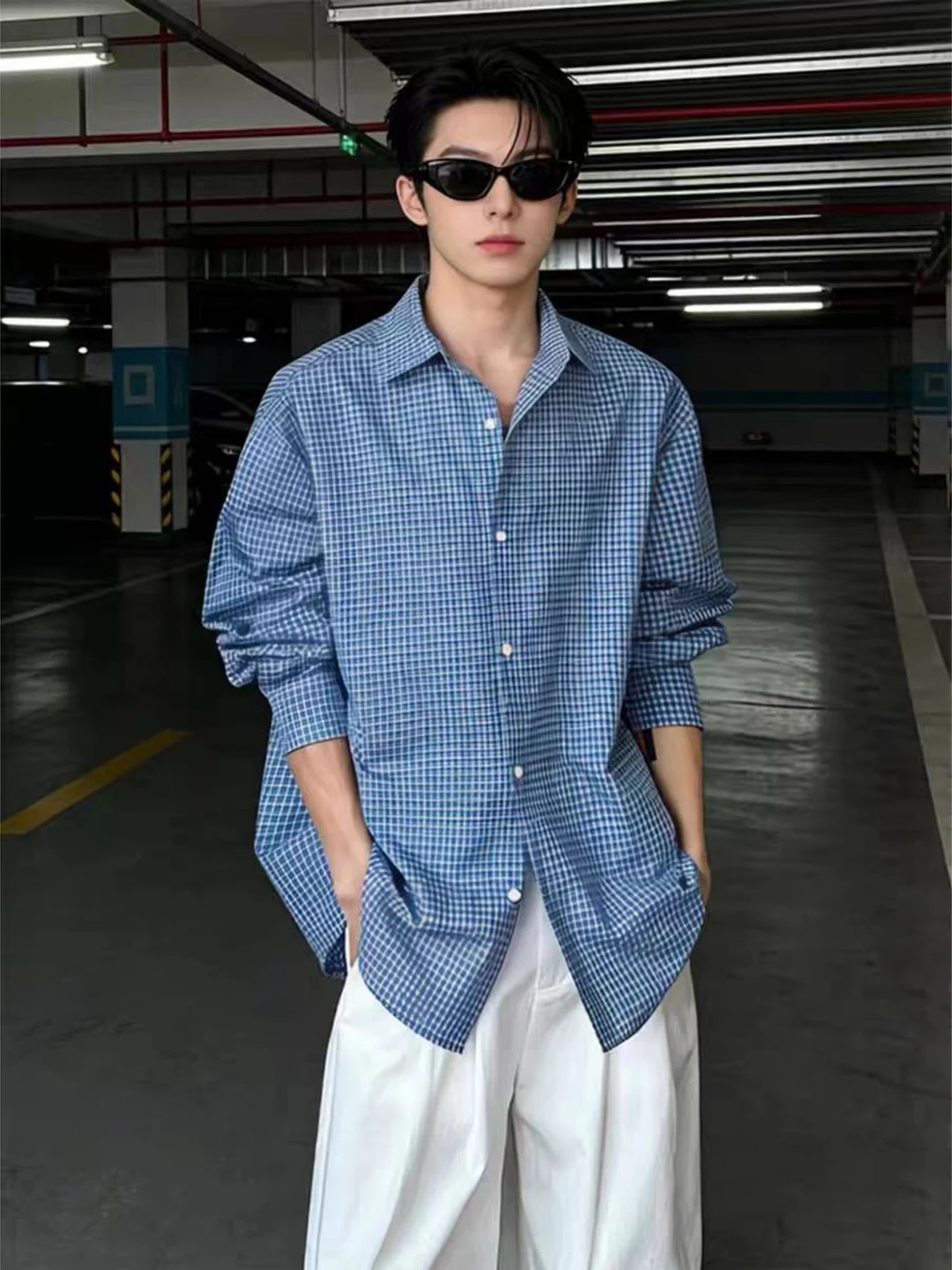 Blue American Retro Long Sve irt Men's High Sensation Cool Korean Sle Plaid Cleanfit Early Spring Outerwear
Blue American Retro Long Sve irt Men's High Sensation Cool Korean Sle Plaid Cleanfit Early Spring Outerwear