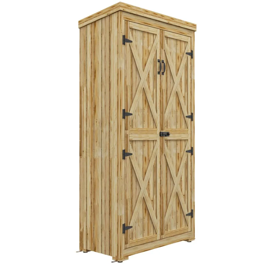 Wooden Garden Shed Outdoor Storage Cabinet with Waterproof Galvanized Metal Roof Narrow Tool Shed with 3 Shelves and Lockable
Wooden Garden Shed Outdoor Storage Cabinet with Waterproof Galvanized Metal Roof Narrow Tool Shed with 3 Shelves and Lockable