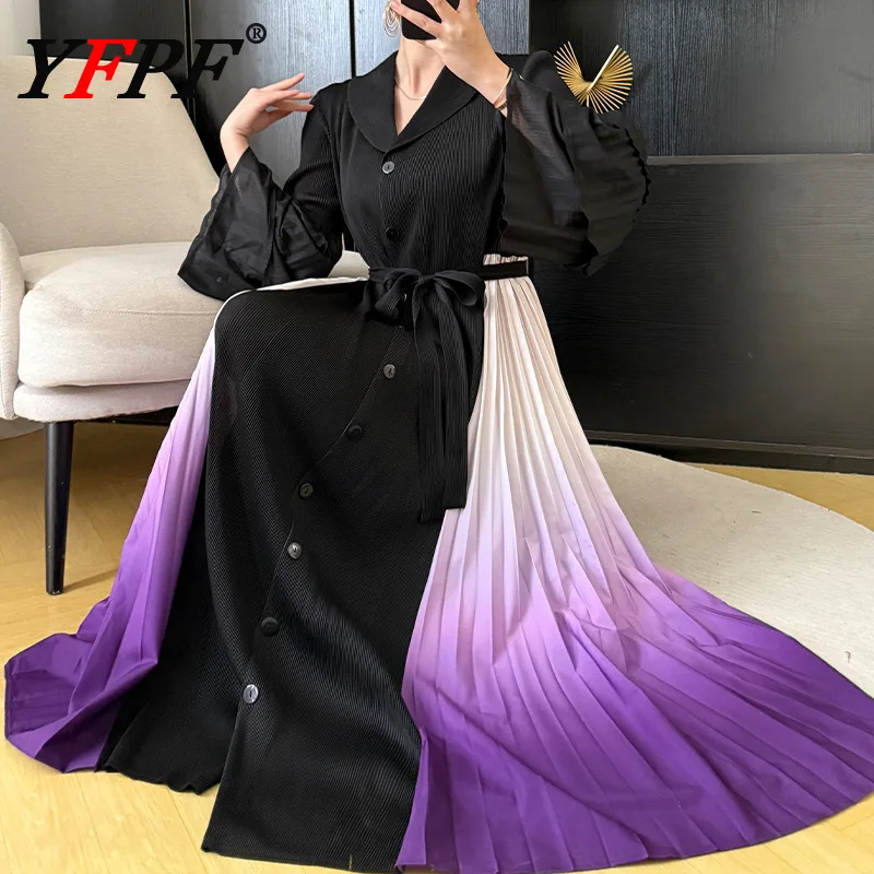 YFPF Fashion Design Gradient Patchwork Long Coat For Women Button Belt Gathered Waist Windbreaker 2025 New Clothing 3A339
YFPF Fashion Design Gradient Patchwork Long Coat For Women Button Belt Gathered Waist Windbreaker 2025 New Clothing 3A339